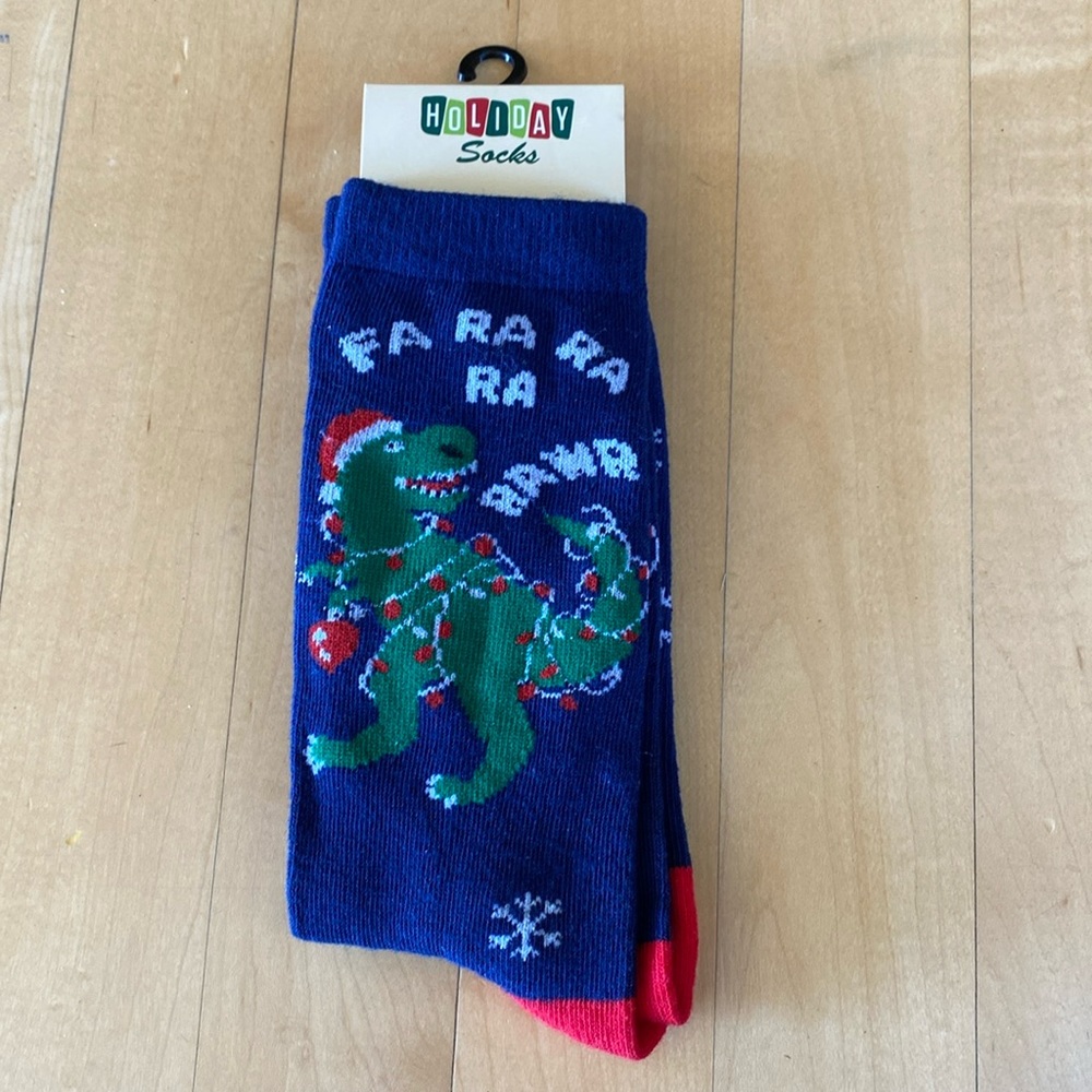 Holiday Socks- Dino Christmas Socks